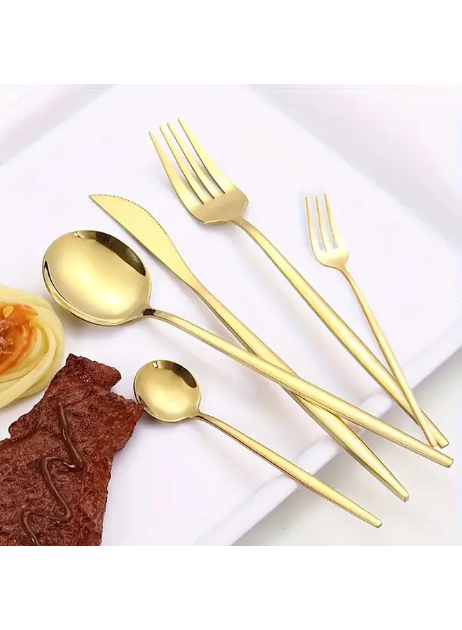 40pcs Stainless Steel Cutlery Set Golden Cutlery With 2 Cleaning Brushes - Image 4
